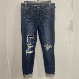 American Eagle Outfitters Dark Blue Distressed Jegging